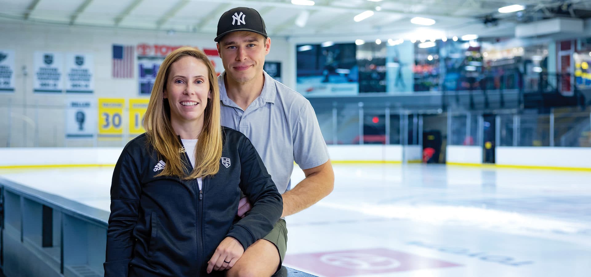 Dustin Brown and his wife Nicole after the LA Kings win the