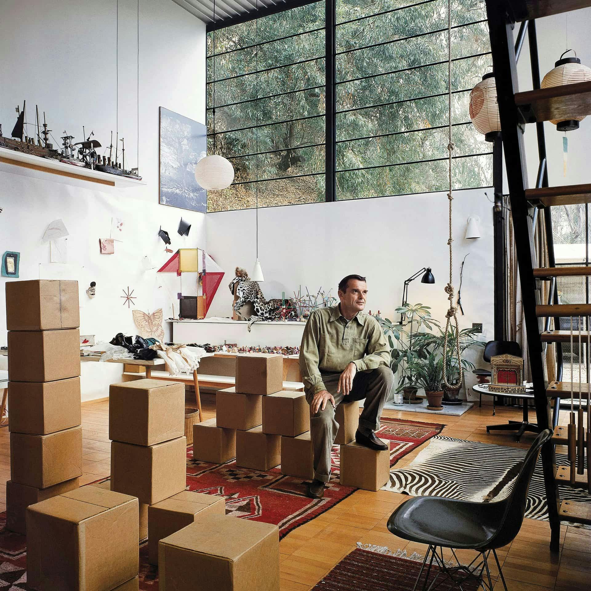 <p>Charles Eames in Case Study House #8</p>
